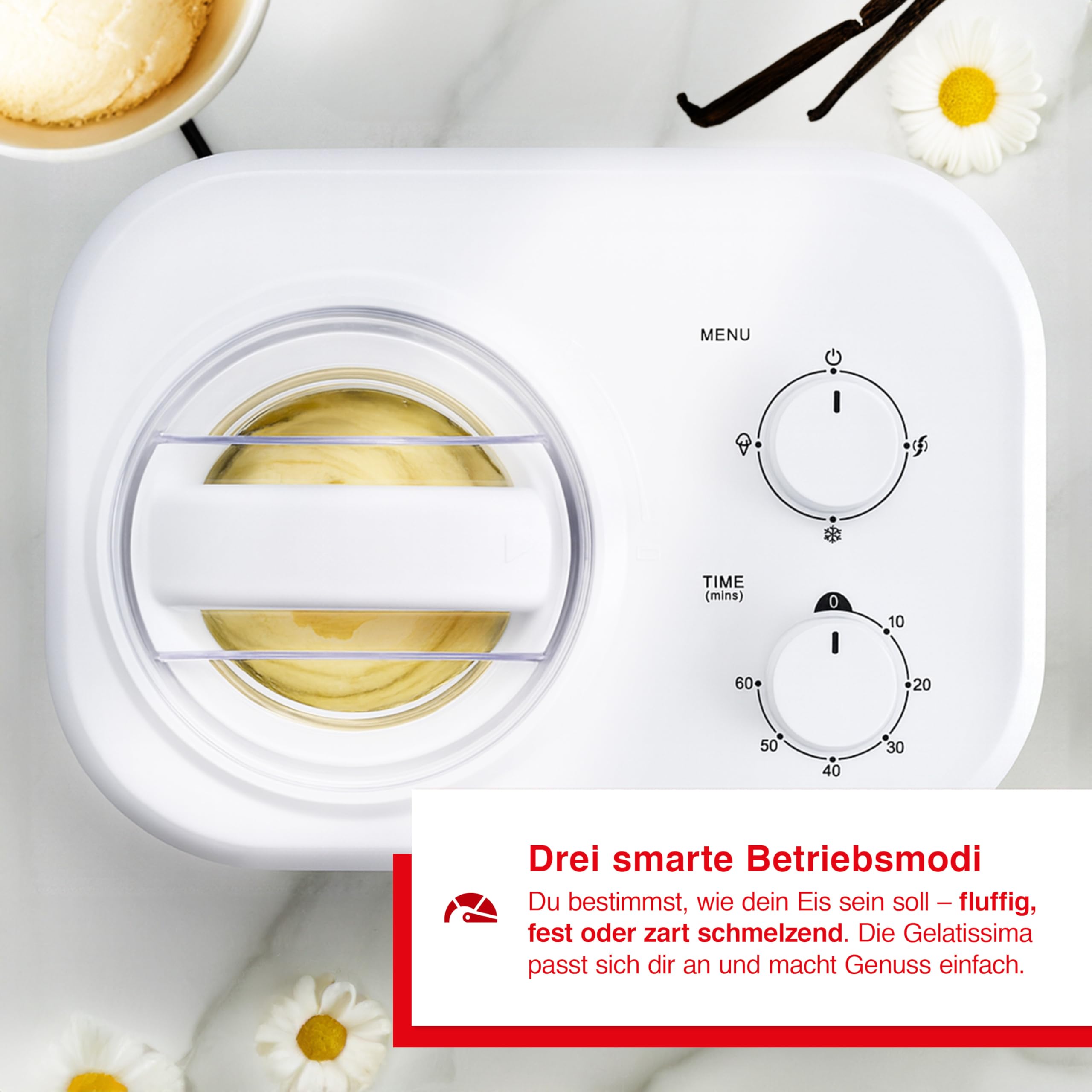 Solis Gelatissima Eismaschine (Typ 8503) – 1L Eiscreme Maschine für Zuhause, Frozen Yogurt & Sorbet Maker, leistungsstarker 100W Kompressor, BPA-frei, benutzerfreundlich mit Timer & Drehregler