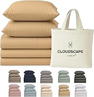 Vista 39 de Cloud Scape Linen - Juego de sábanas de 100% algodón egipcio, tamaño individual, juego de ropa de cama de lujo de 3 piezas, 400 hilos, calidad