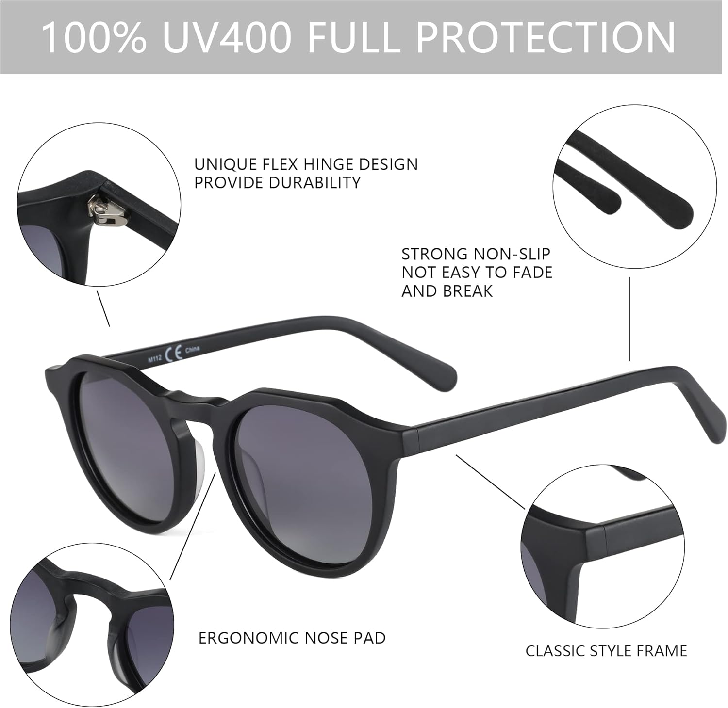 ZENOTTIC Vintage Round Polarized Sunglasses for Men Women UV400 Protection - Image 5