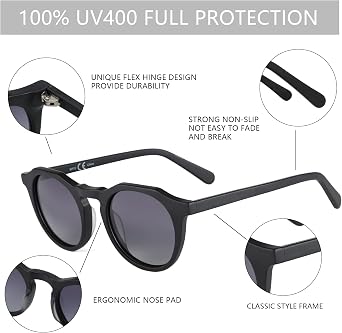 ZENOTTIC Vintage Round Polarized Sunglasses for Men Women UV400 Protection