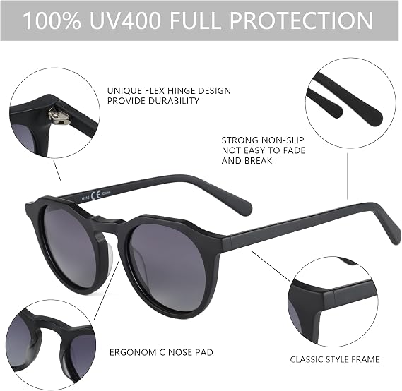 ZENOTTIC Vintage Round Polarized Sunglasses for Men Women UV400 Protection