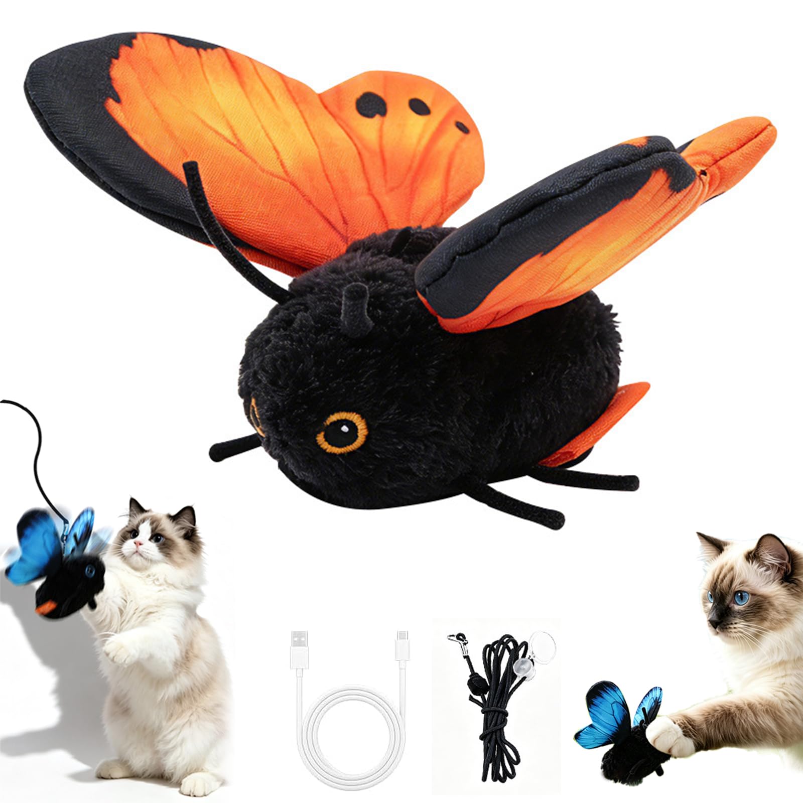 Cat Interactive Toy for Indoor Cats Fluttering Butterfly Toy Flapping Wings