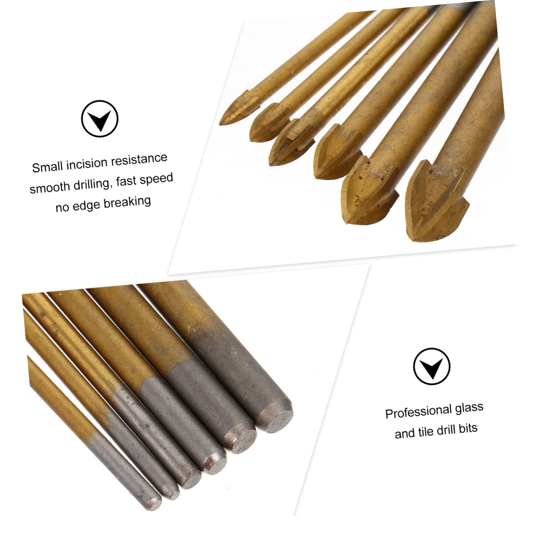VILLCASE 3 Juegos Broca Para Azulejos Teja Albañilería Perforar Agujero Accesorios Para Herramientas Manuales Broca Para Vidrio De 4 Filos Para Cerámica Metal