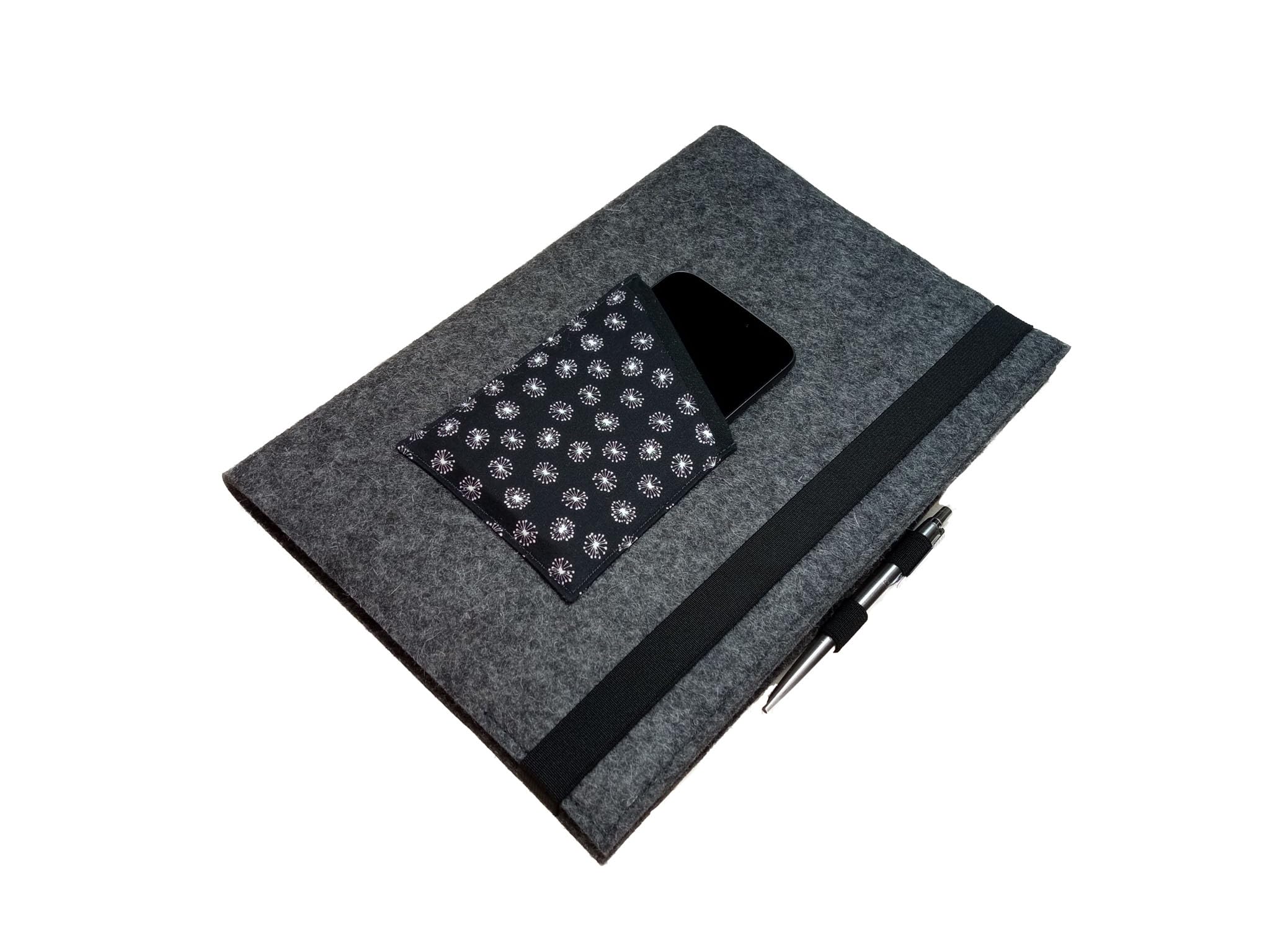 Kalenderhülle A4 Filz für Lehrerkalender Hardcover Buch Wollfilz mit Vorderfach für Buchkalender bis max. H 32cm x B 23 cm x T 3 cm herstellbar