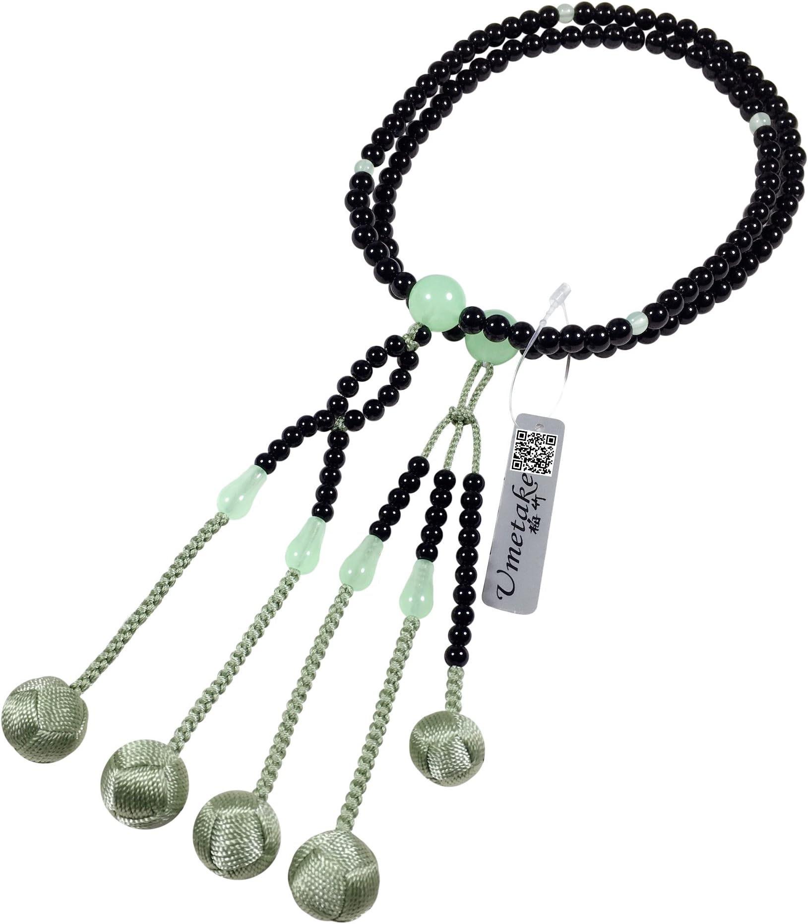 Buddhist Prayer Beads for Men Soka Gakkai juzu PC Black Agate PC Green Jade and Light Green Woven Balls Buddha Rosary Nenju Pouch Free of Charge