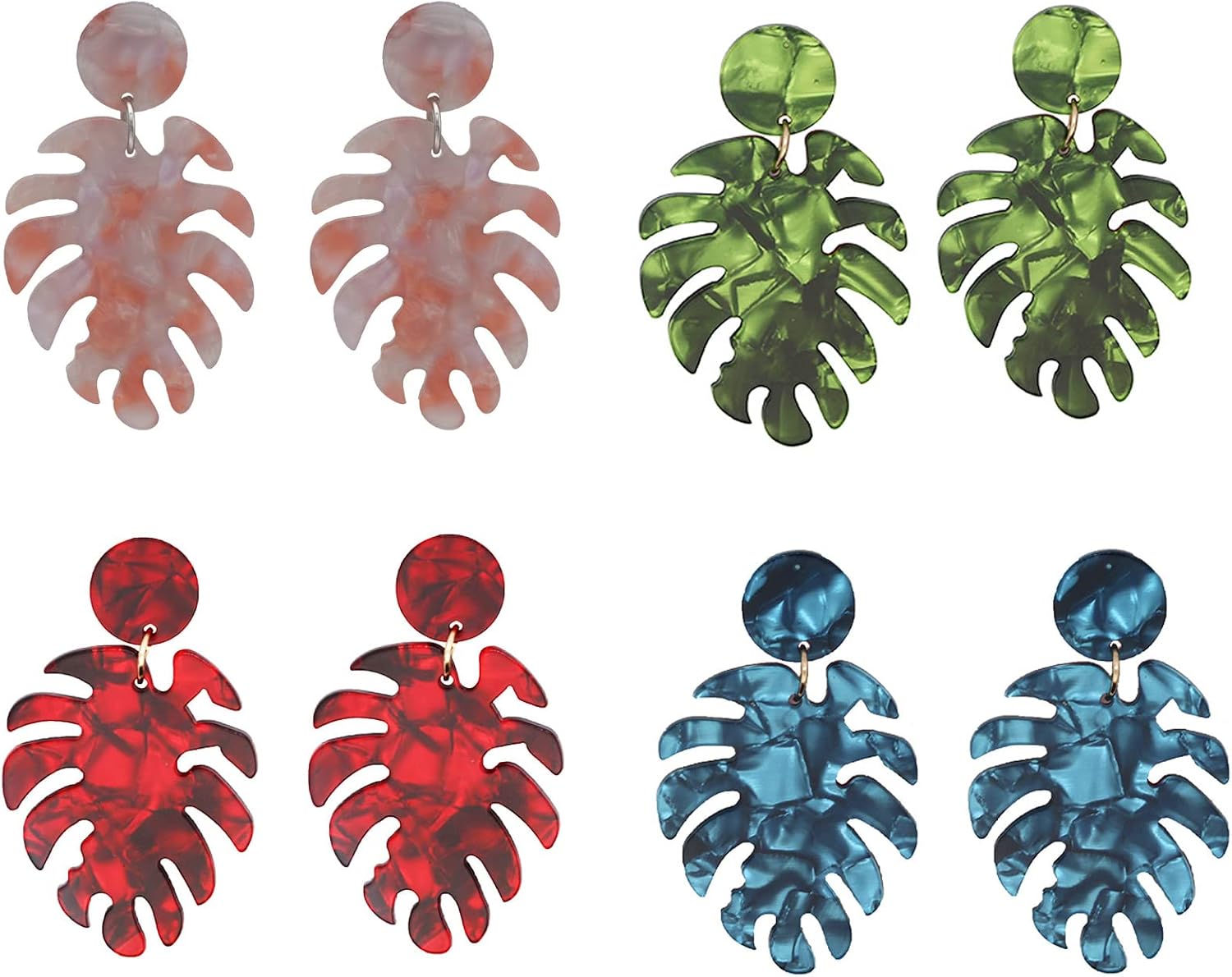 Fashion Acrylic Statement Palm Leaf Earrings Resin Tropical Plant Monstera Leaves Drop Dangle Earrings Jewelry For Women