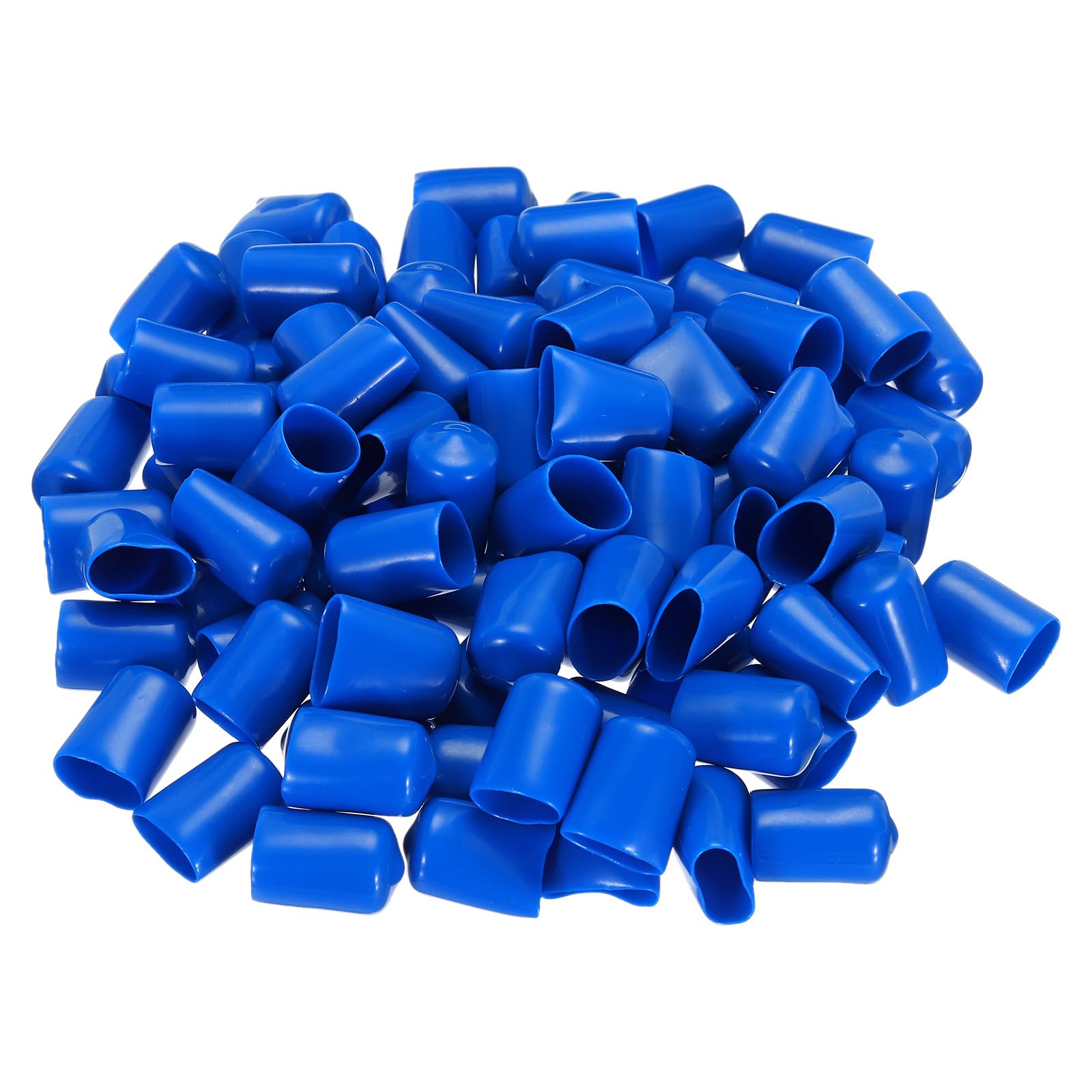 uxcell 100pcs Rubber End Caps 14mm ID Vinyl PVC Round Tube Bolt Cap Cover Screw Thread Protectors Blue