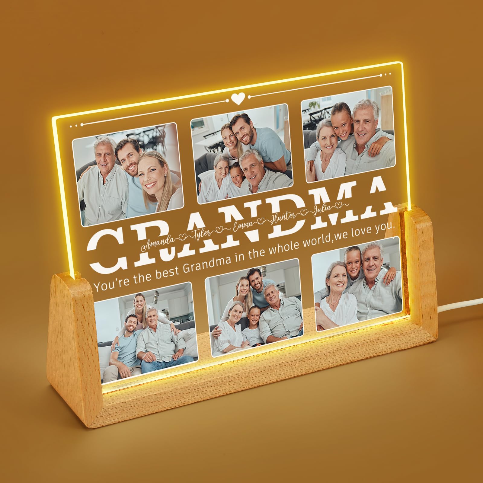 XIAYUEHUA Personalized Acrylic Picture Frame for Grandma - Custom Birthday Gift Idea, Best Grandma Gifts