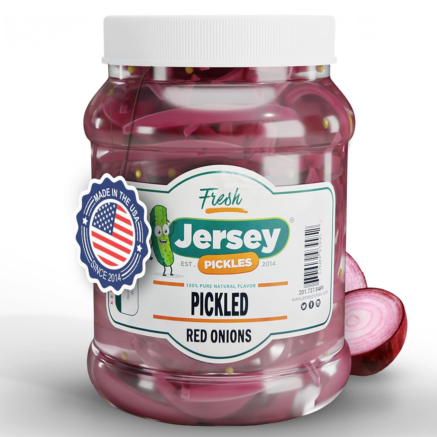 Jersey Pickles - Pickled Red Onions (Half Gallon) – Pickled Vegetable – Handcrafted Gourmet Topping for Sandwiches, Charcuterie & More