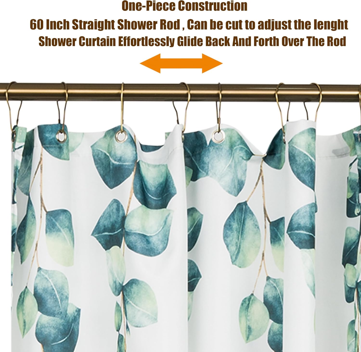 Artiwell 60" Heavy Duty Straight Shower Rod With Shower Rod Flange, Permanent Mount Shower Curtain Rod With Screws Bracket, Never Rust Stainless Steel, Window Curtain and Closet Rod, Champagne Bronze