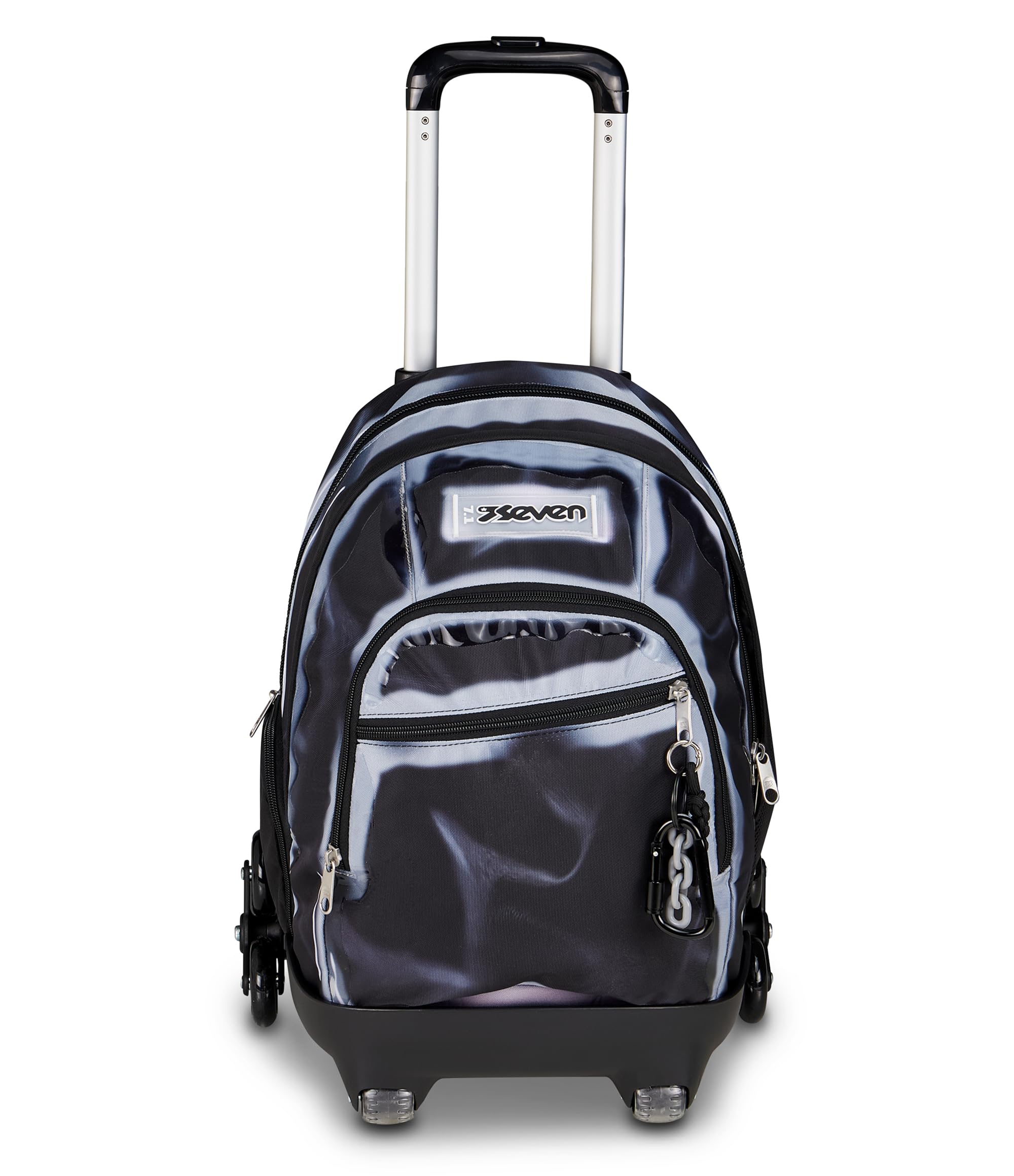 Seven Trolley Scuola Comby 8 ruote SHADOWS OF COLOR, Nero, 31 L, Scomponibile, Uso zaino, Barra telescopica regolabile, Tasca attrezzata, Tasca porta pc, Scuola elementare e media, Bambini, Ragazzi
