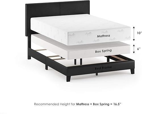 Miniatura 89 de Furinno Pessac - Marco de cama tapizado, piel sintética blanca, tamaño individual XL Blanco,Negro -,Glacier,Negro (plain