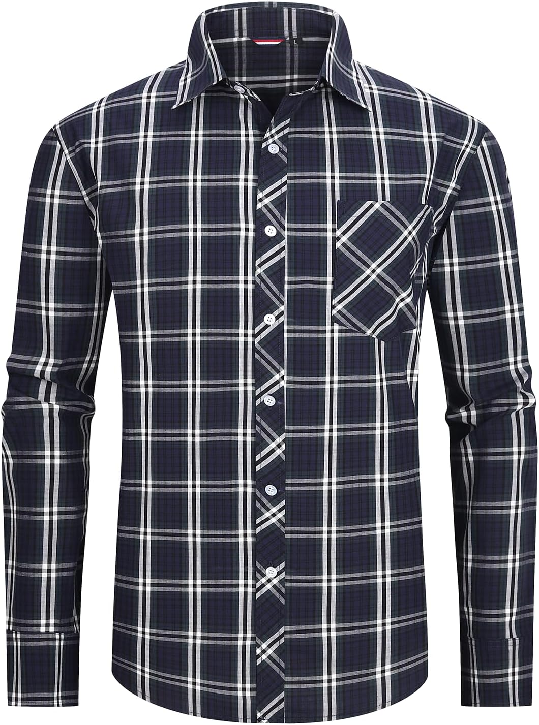 Men's Plaid Button Down Shirts Cotton Long Sleeve Dress Shirts Regular Fit Casual Shirts with Pocket