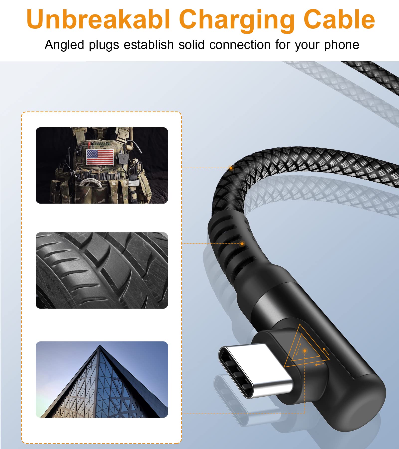 Cavo USB C 90 gradi [2 pezzi 3 m] 3.1A ricarica rapida, cavo di ricarica Cavo USB C in nylon tipo C per i phone 16 15 Pro Max, Samsung Galaxy S24 S23 S22 S21 S20, Note10/9/8, M31, A71 A52 A51 A50 A40