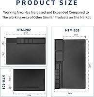 Vista 6 de HengTianMei -203 Alfombrilla de trabajo de reparación magnética negra resistente al calor, alfombrilla de soldadura de silicona grande que amplía