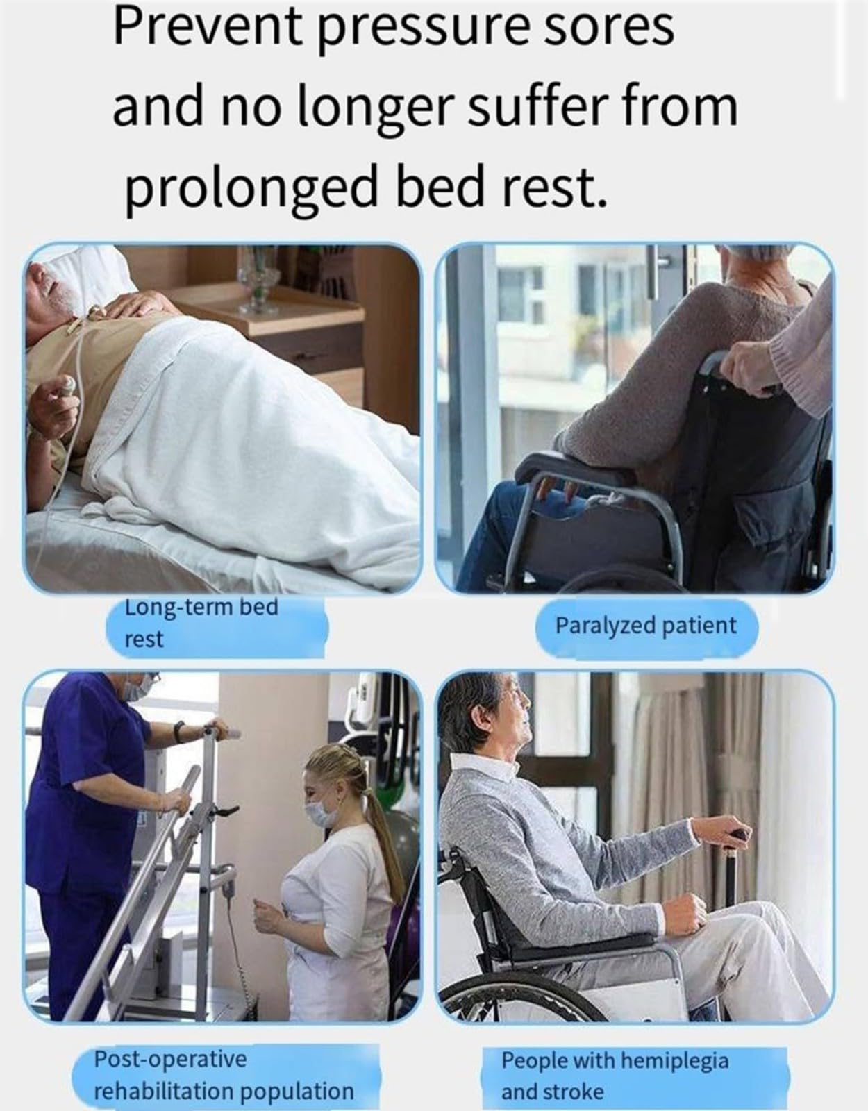 Colchón antiescaras para ancianos, almohadillas de presión impermeables, cojín transpirable para úlceras, soporte de coxis para el cuidado de la cama, prevención y alivio de úlceras por decúbito