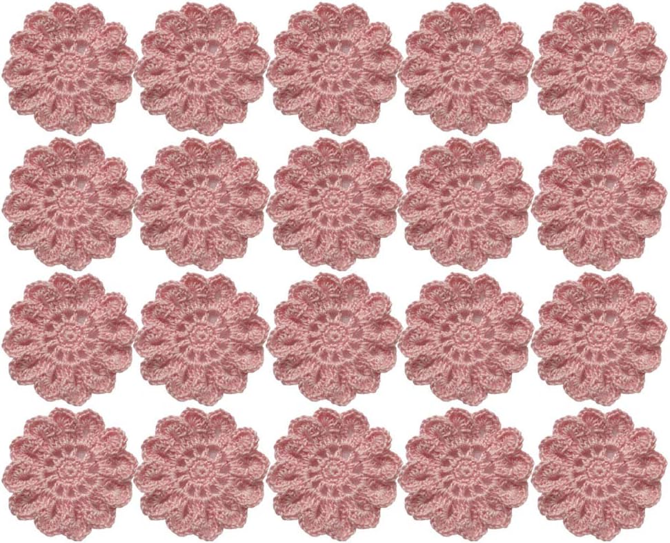 2'' Handmade Crochet Flowers Embellishments Appliques for Crafts, Flower Garland, Clothing, Headbands, Hats, Gift Package Needs, Pack of 20