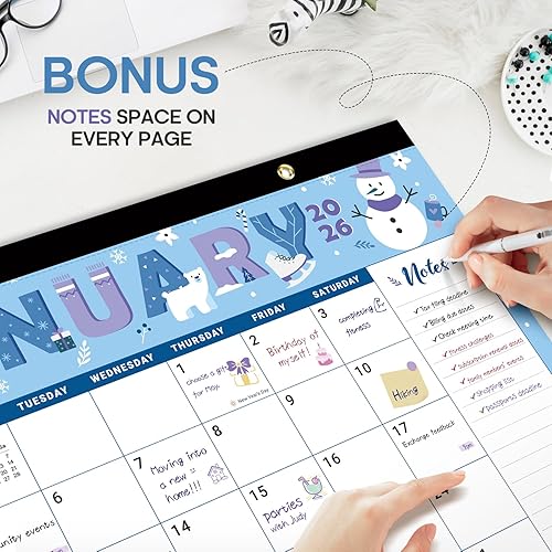 Miniatura 19 de Calendario de escritorio 2025-2026, calendario de 18 meses hasta diciembre de 2026 – Calendario mensual grande de 17 x 12 pulgadas de A-Vintage