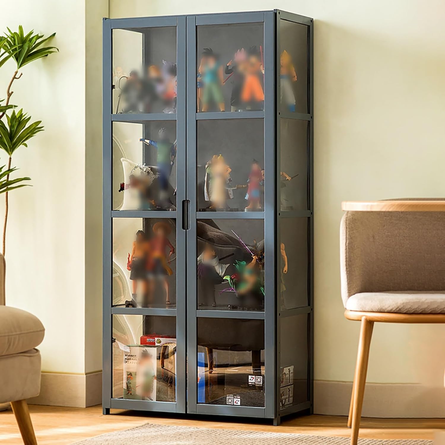 Glass Display Cabinet 4 Tier Acrylic Bookcase Storage Rack/Curio, Clear Showcase for Living Room Office, Collectibles Toy Organizers Floor Standing Display Shelf