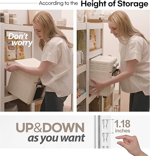 Miniatura 3 de HOMEDANT HOUSE Estantería de almacenamiento ajustable reversible de 5 niveles para cocina despensa armario oficina 362 pulgadas de ancho x 165