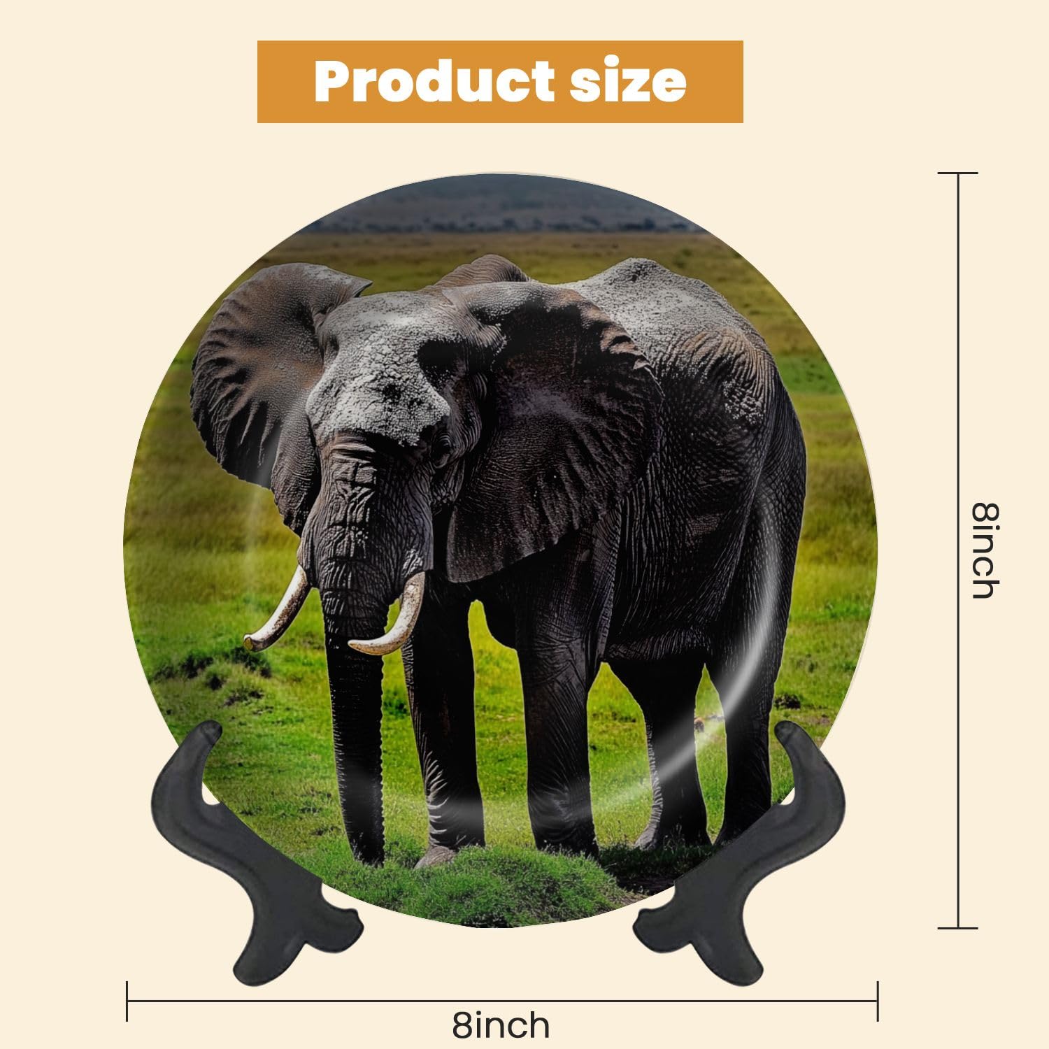 Decorative Plates for Display Kilimanjaro elephants Gift Plates Ceramic Collections Plates Hanging Artwork for Living Dining Room Kitchen Souvenir