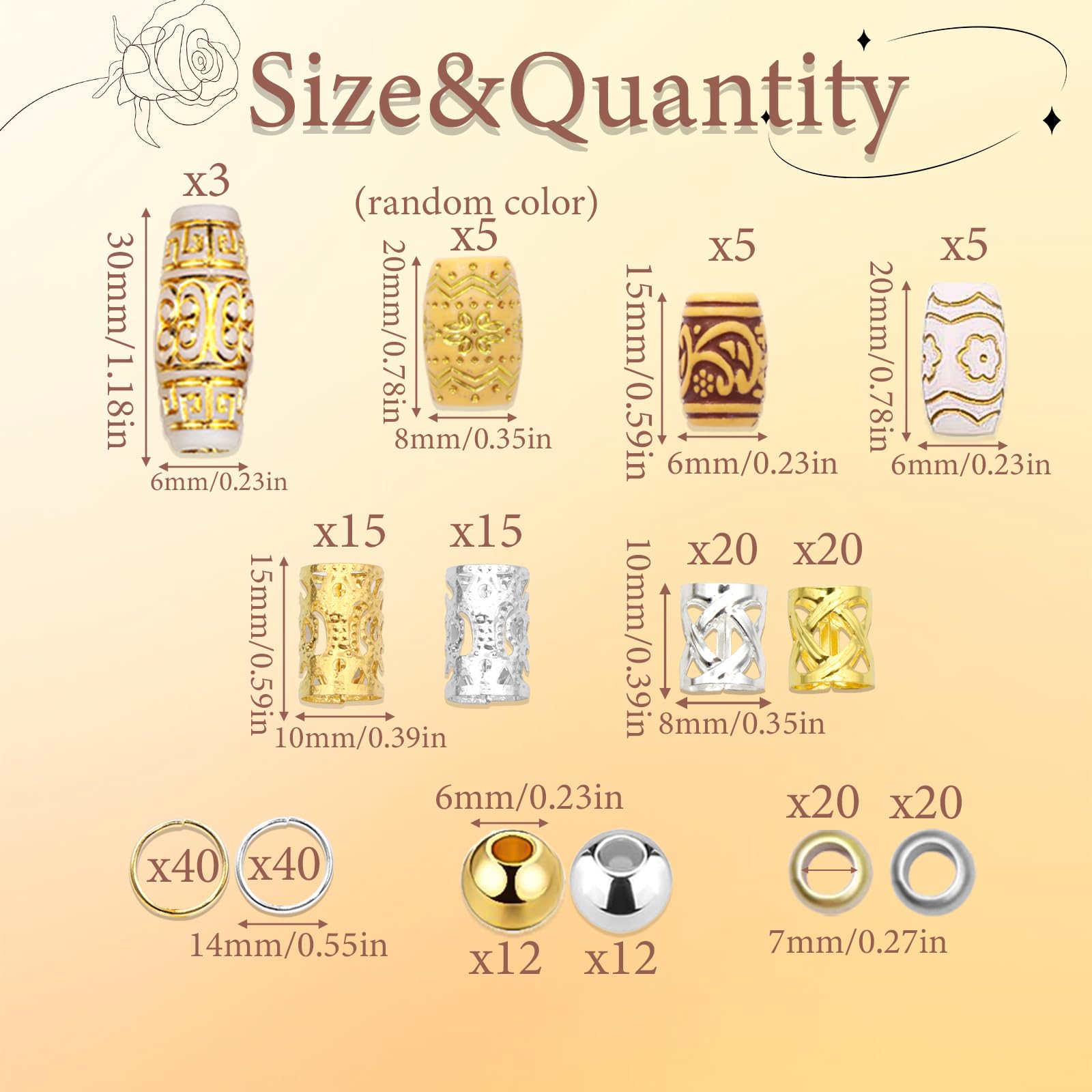 232PCS Haarschmuck für Zöpfe Loc Dreadlock Perlen gemischte Farbe Holz Haar Perlen Metall Legierung Zöpfe Manschetten Spulen Ringe Haarschmuck Zubehör Set für Frauen