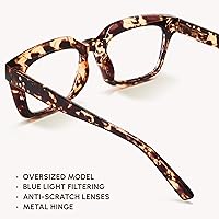 Vista 3 de IBOANN Gafas de luz azul de gran tamaño para mujer, gafas de moda funky con aspecto preppy, reducen la fatiga de la pantalla, gafas de computadora