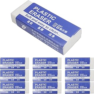 LRMYS White Soft Plastic Erasers, 5.2cm PVC Plastic Rubber 2B Pencil Eraser Student Drawing Tool for Universal Use in Schools Sketches Paintings Fine Arts Homes and Offices, 10 Pcs in Pack