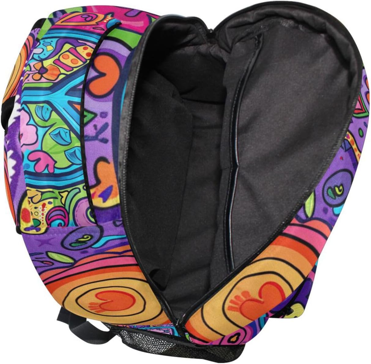 ALAZA Cute Peace Sign Backpack Purse with Multiple Pockets Name Card Personalized Travel Laptop Book Bag, Size M/16.9 inch