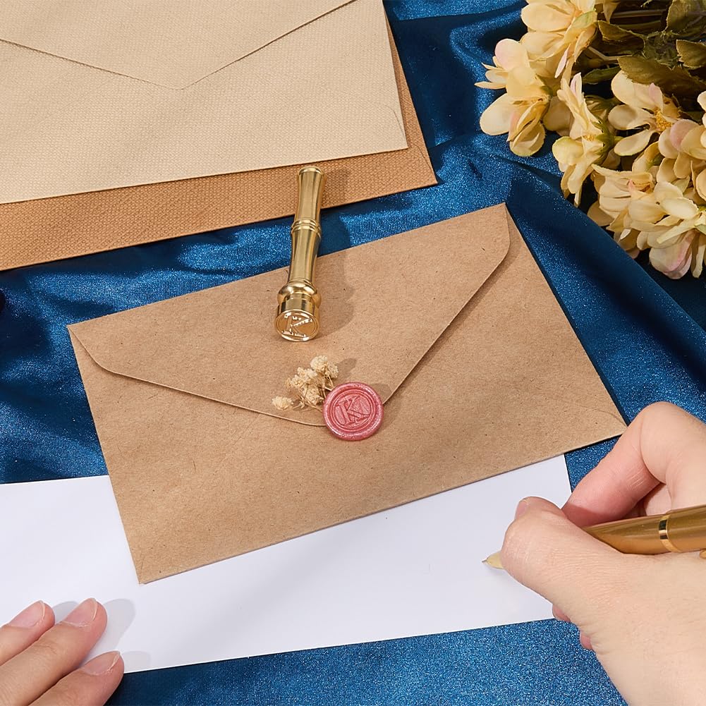 CRASPIRE Letter K Wax Seal Stamp Brass Sealing Wax Stamps 15mm Golden Metal Retro Vintage Alphabet Initial Mini Stamp with Bamboo Stick Handle for Thanksgiving Cards Envelope Wedding Party Invitations - Image 3