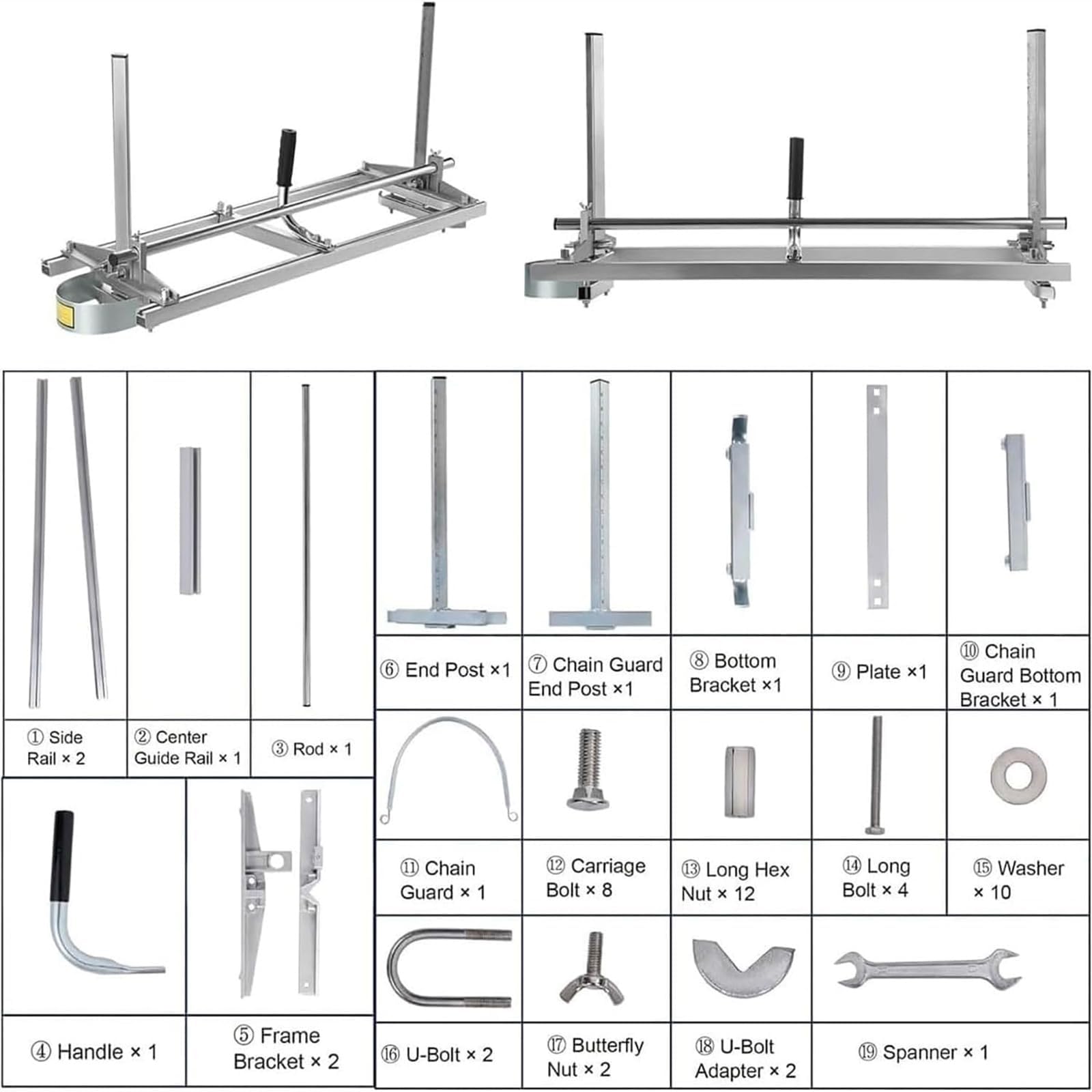 Molino De Sierra De Cadena Portátil Para Cortar Troncos, Jig De Aserradero De Aluminio Ajustable Para Carpintería, Control De Espesor De Precisión De Media A Doce Pulgadas Para La Fabricación De Losas