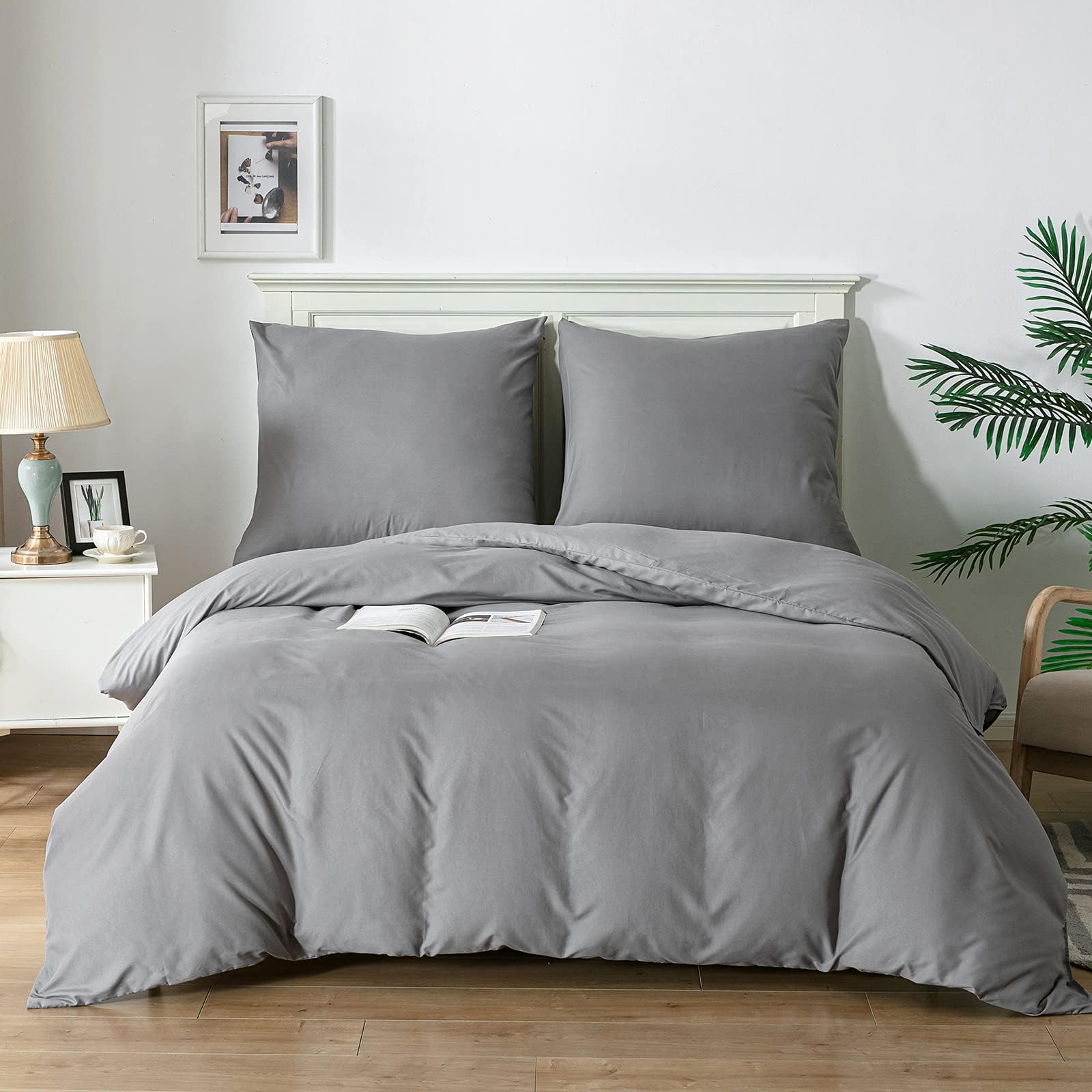 Housse de couette marron/crème, 2 places - taie d’oreiller 52x82cm