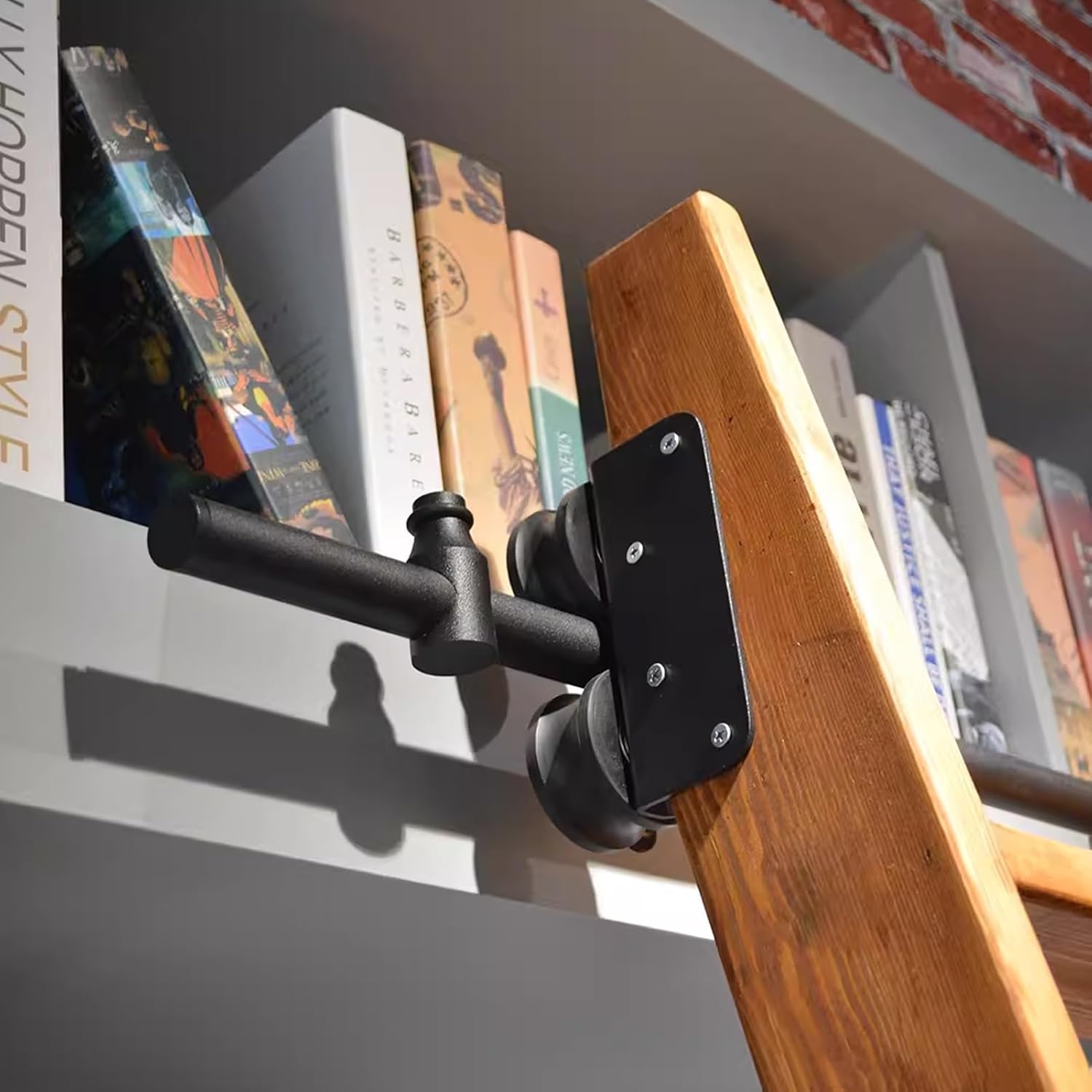 3.3-24FT Rolling Library Ladder Track Kit for Metal Ladder Sliding Ladder Track Rail, Mobile Ladder Track Handware Kit Loft Slide Rails System,(No Ladder)(12ft/366cm Track kit)