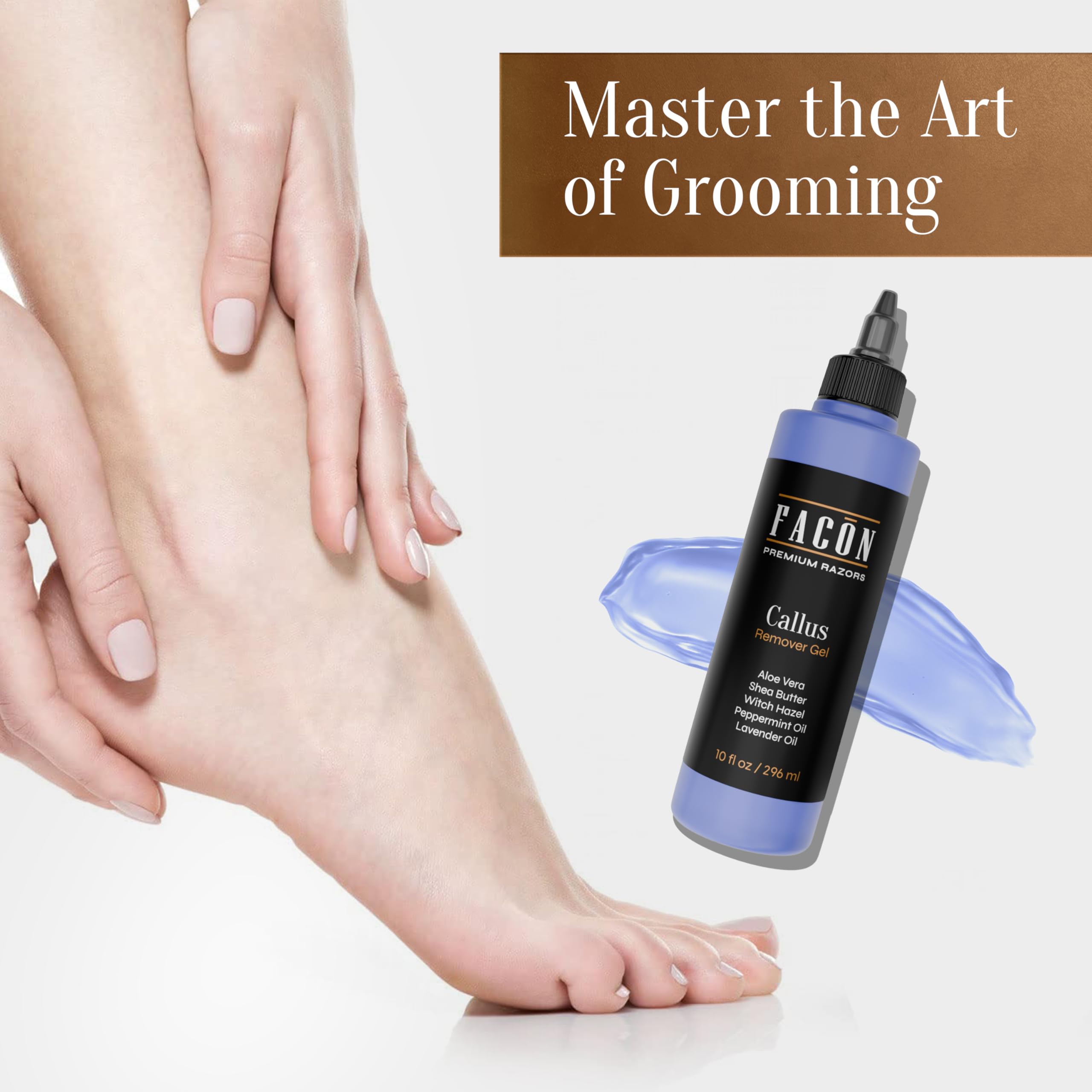 Facón Gel eliminador de callos profesional para pies con aloe vera, manteca de karité, menta y hamamelis, suavizante de callos con aroma a lavanda, spa de pies para pedicura en casa, elimina la piel 4