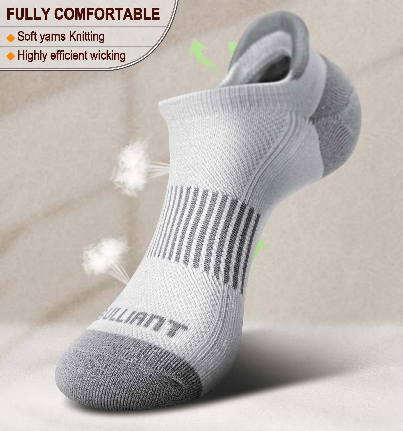 BULLIANT Calzini Sportivi Donna 6 paia, Calze Corsa Cuscino Completo con Linguetta sul Tallone