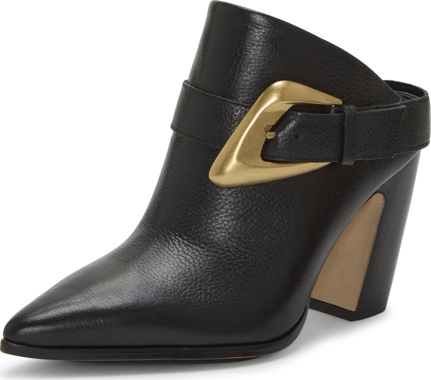Vince Camuto Women's Baily Block Heel Mules - 3.6" Pointed Toe Ankle Booties with Oversized Buckle