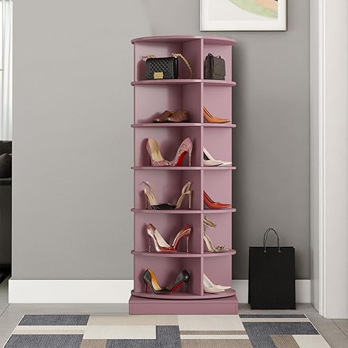 Miniatura 3 de Goujxcy Zapatero giratorio de 7 niveles de 360, zapatero giratorio, soporte para más de 28 pares de zapatos para tacones, botas, zapatillas,