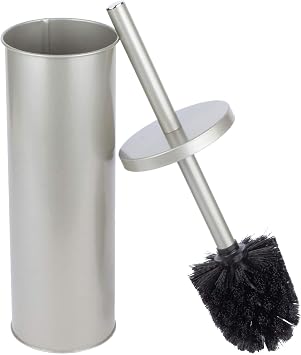 JS Jackson Supplies Smart Toilet Brush and Holder with Metal Handle - Brushed Nickel