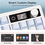 EPOMAKER TH108 V2 PRO Wireless Gaming Keyboard with TFT Screen&Knob, 10000mAh, RGB, 2.4Ghz/BT/USB-C, PBT Keycap, Custom Driver, Full Size Wireless Mechanical Keyboard (Blue, Sea Salt Silent)