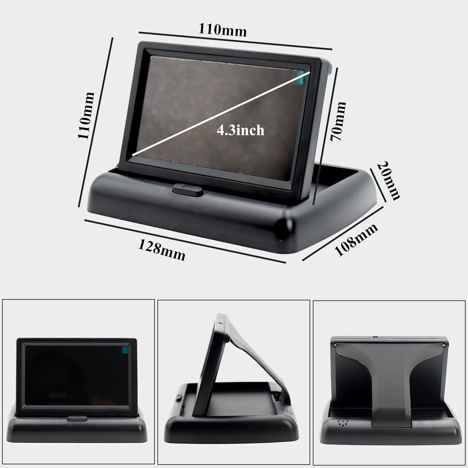 4.3 Inch TFT LCD Car Foldable Monitor Vehicle Rear View Reverse Backup Camera Car LED Camera Kit Video Parking System for Cars,Trucks,Pickups,Suvs, Easy Install