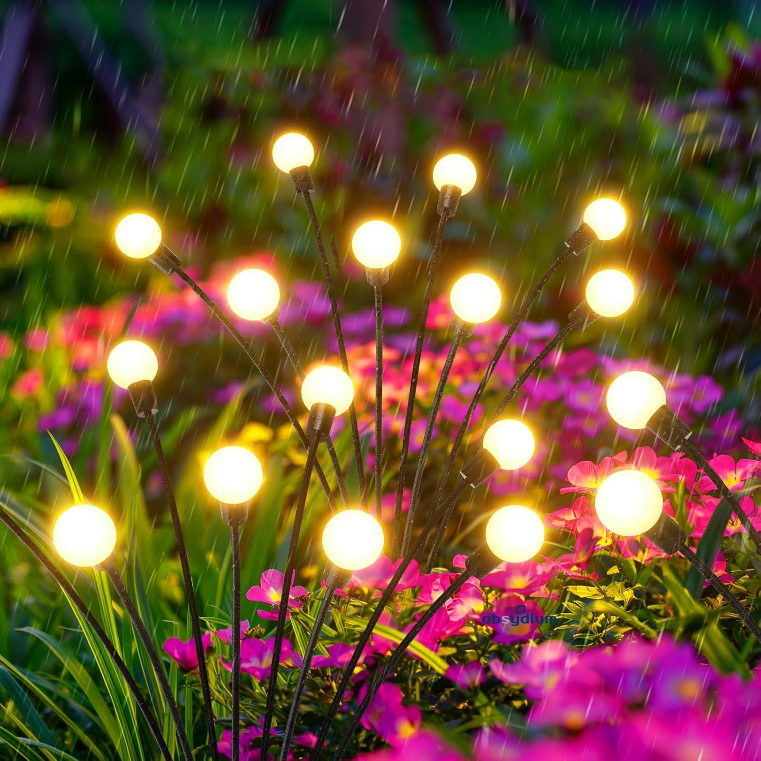 Outdoor Solar Firefly Lights, 8 LED Warm White Waterproof Garden Stake Lights for Landscape, Yard, Walkway & Courtyard Pack of, 3-image-1