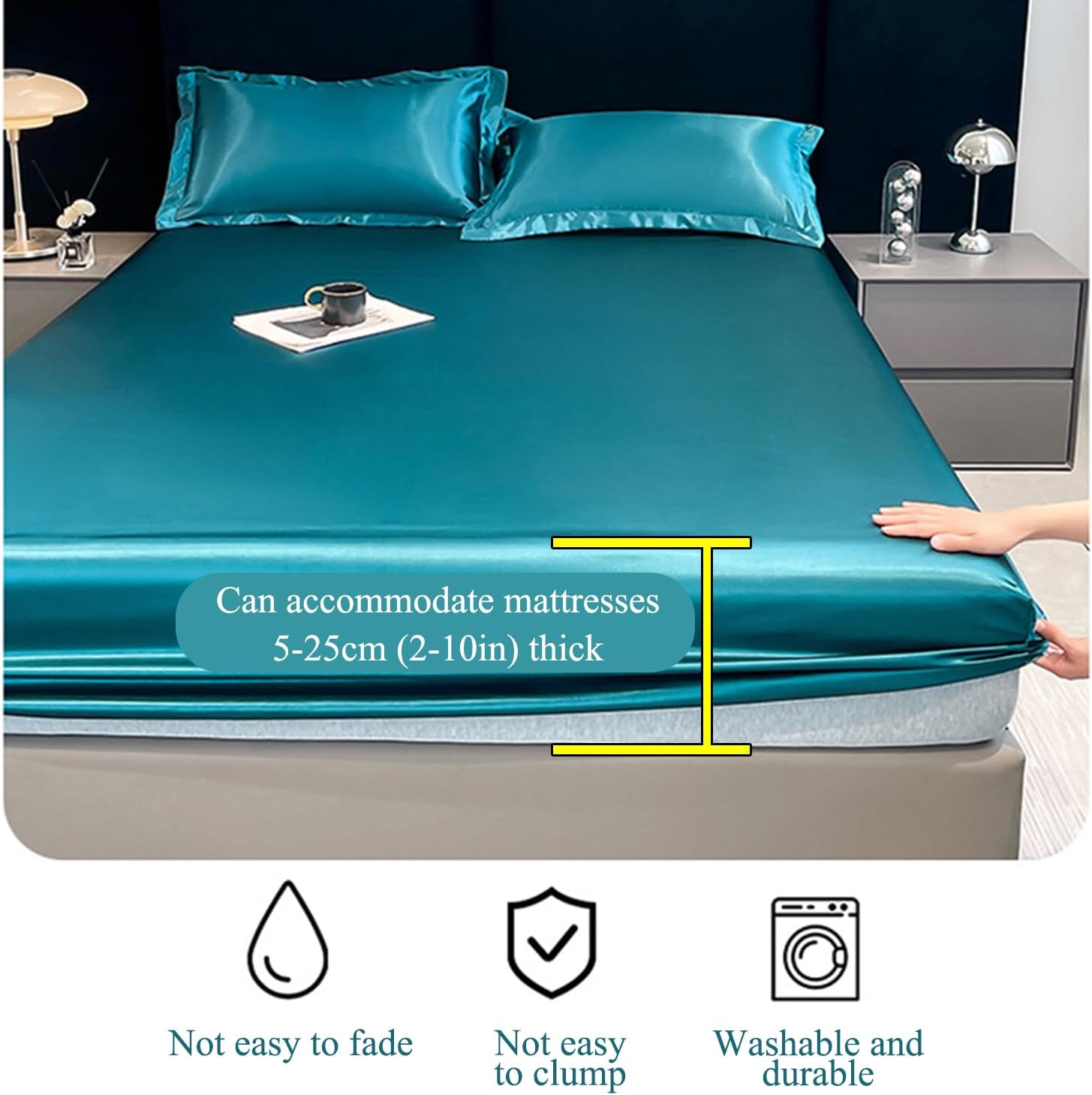 White,90 * 200cm(Twin),LDLCYCN Waterproof Fitted Sheet for Queen/King/Full Size Wash Ice Silk Bed Cover All Around Wrap Cooling Soft Mattress Cover Deep Pocket of 10In Dustproof Mattress Protector
