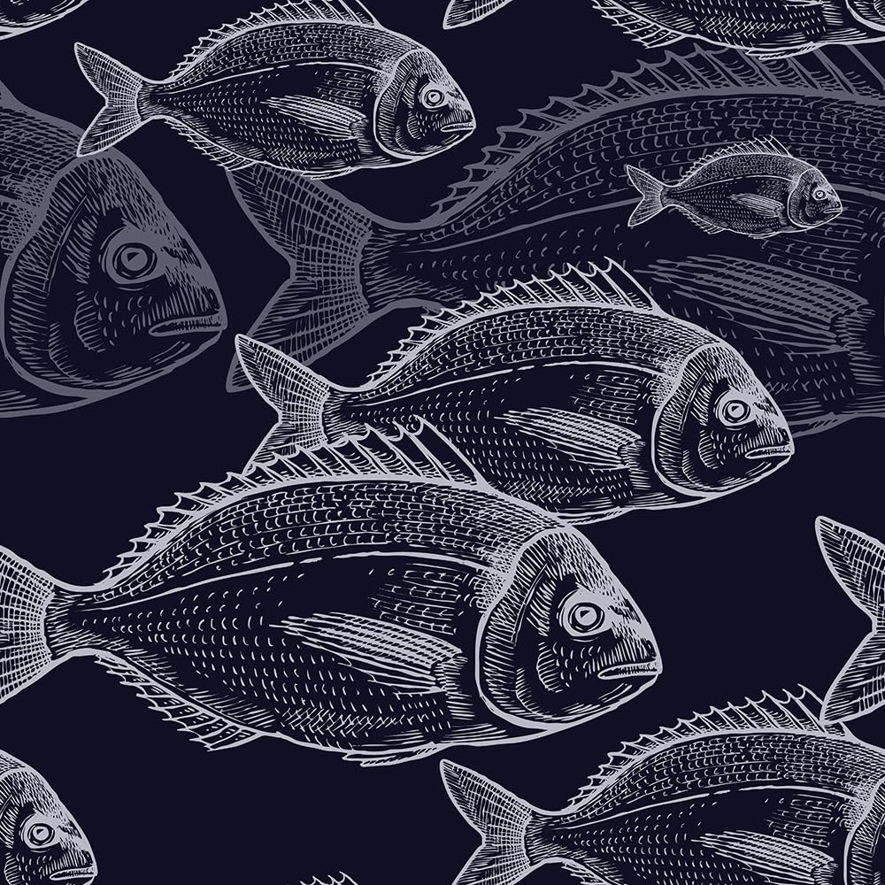 Redamancy Black Modern And White Fish Abstract Peel And Stick Wallpaper Vintage Wall Paper Stick On Contact Paper Easy Peel Off For Nightstand Drawer Renter Friendly 17.7"X236"