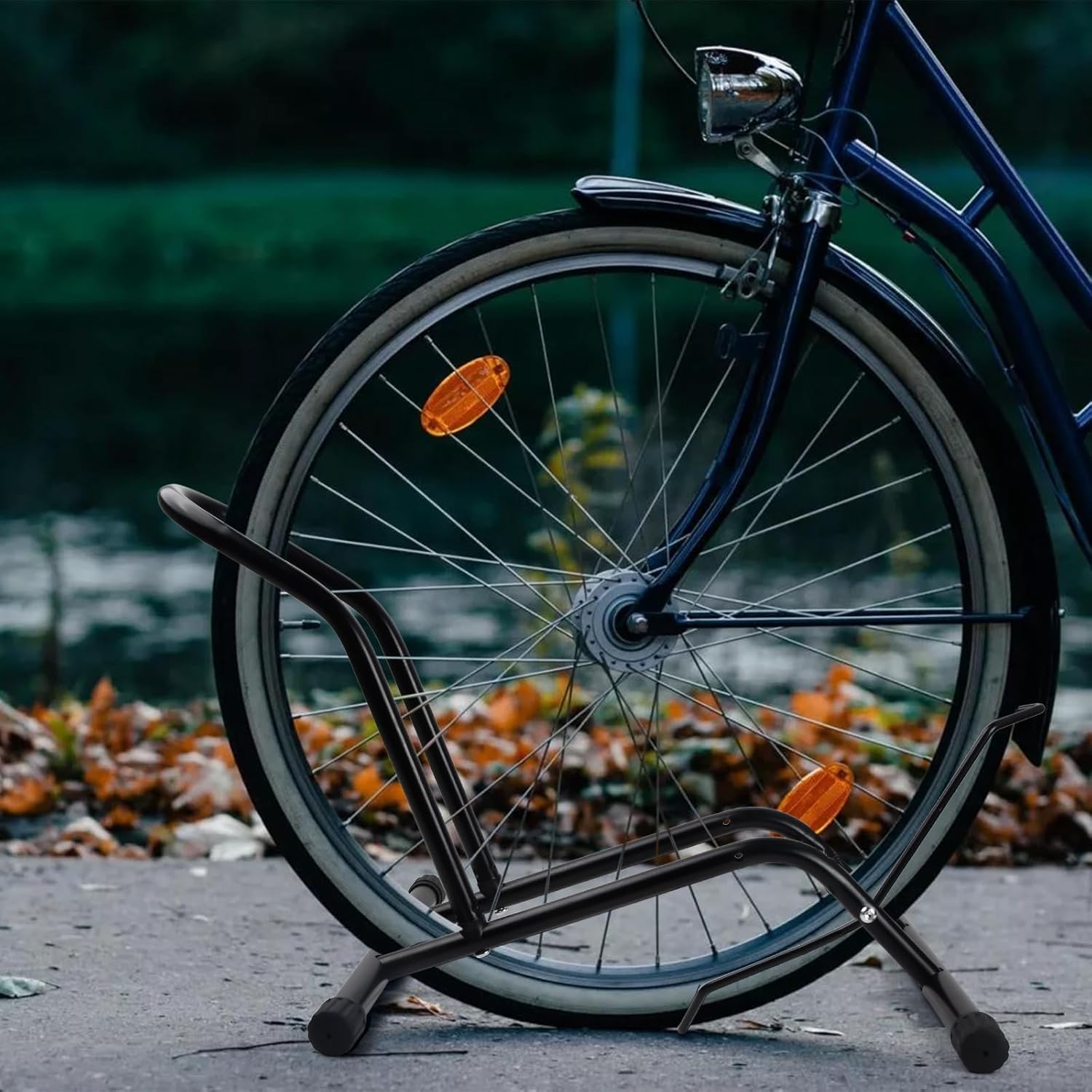 Cavalletto Autoportante per Bicicletta, Reggiciclo Ruota, Supporto per Bicicletta, Portabici da Terra, Easystand per Biciclette da 16" a 29" Mountain Bike Bici da Strada (Nero)
