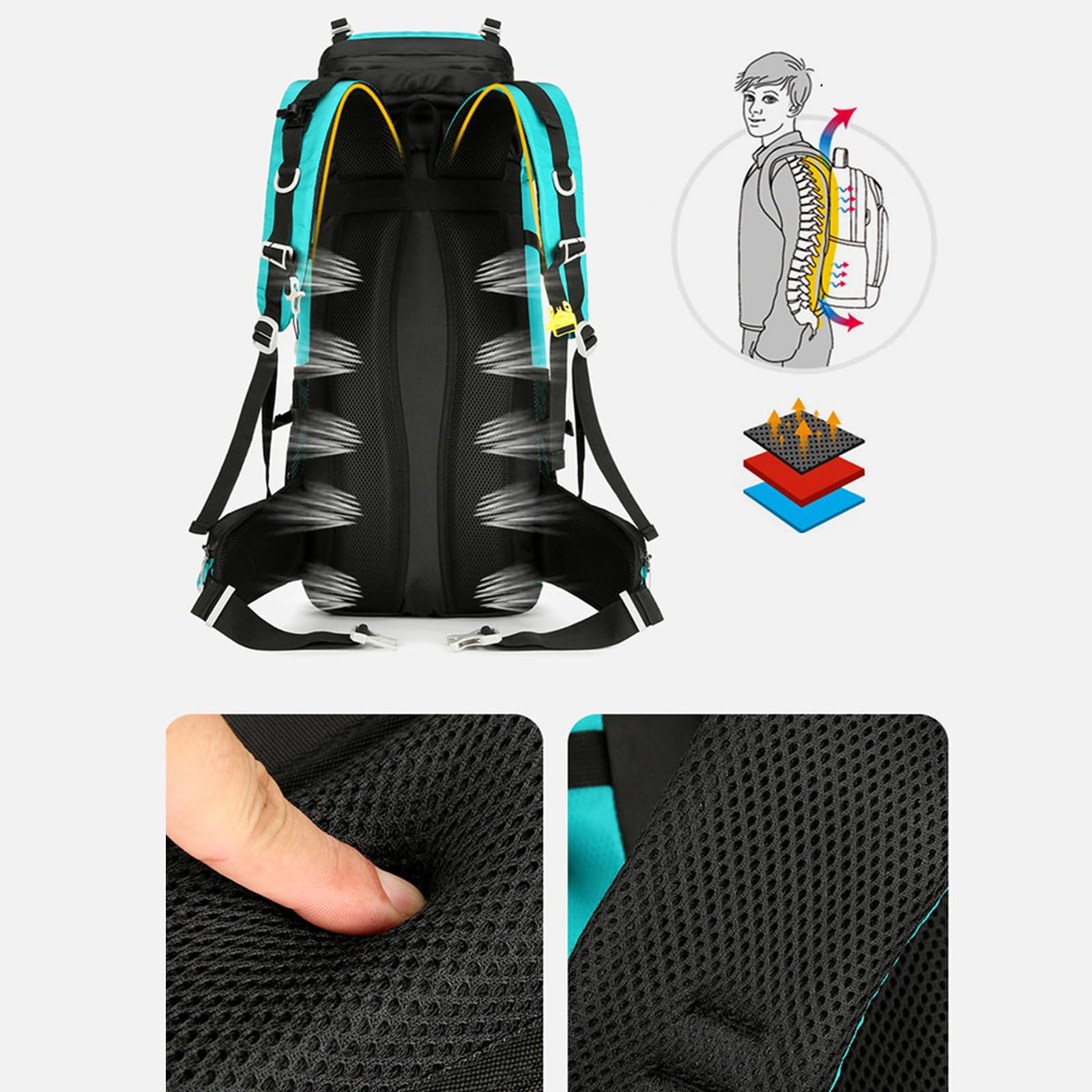 60L Grande Capacità Zaino Da Trekking In Poliestere Impermeabile Zaino Multipocket per Alpinismo Campeggio Poliestere Escursionismo Bag