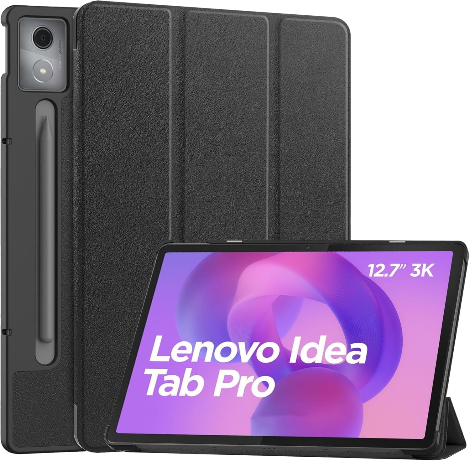 zZjoOoj Case Compatible with Lenovo Idea Tab Pro 12.7 Inch 2025 Tablet Ultra Thin Case with Stand Function Auto Sleep Wake Up Function for Lenovo Idea Tab Prol Black