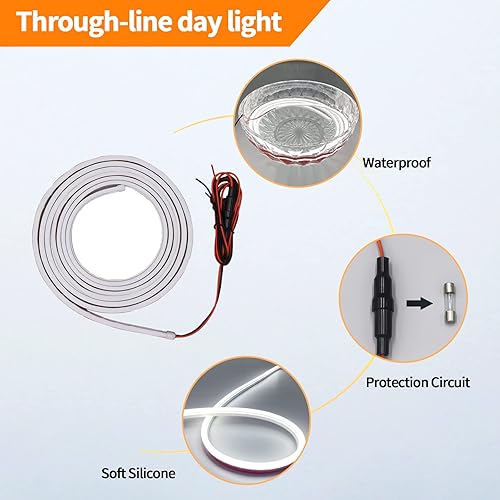 Miniatura 7 de Miytsya Paquete de 1 luces LED para automóvil tira de luz flexible impermeable para capó de automóvil tira LED para capó de automóvil tiras de luz