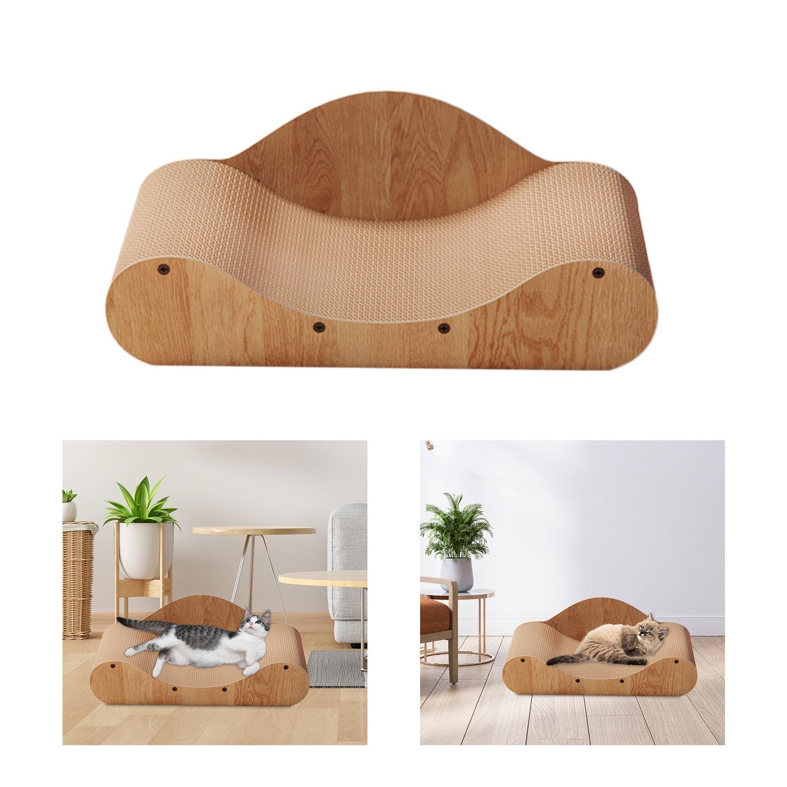 Griffoir pour Chat, Tapis en Carton, Espace de Couchage, Protection Interactive pour Canapé, Design Attrayant, Convient Aux Petits Chats, 70x29x21cm