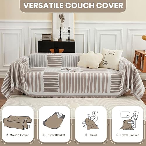 Miniatura 4 de ROOMLIFE Funda de felpilla para sofás modulares, funda de sofá de 3 cojines, apta para mascotas, antideslizante, elástica, protector de muebles para