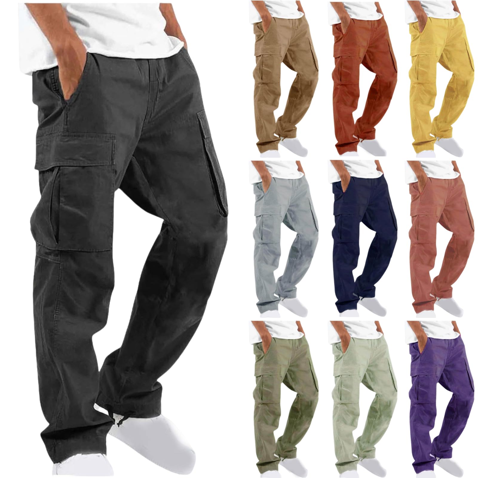 Big and Tall Sblioda Cargo Pants for Men Loose Fit Outdoor Sports